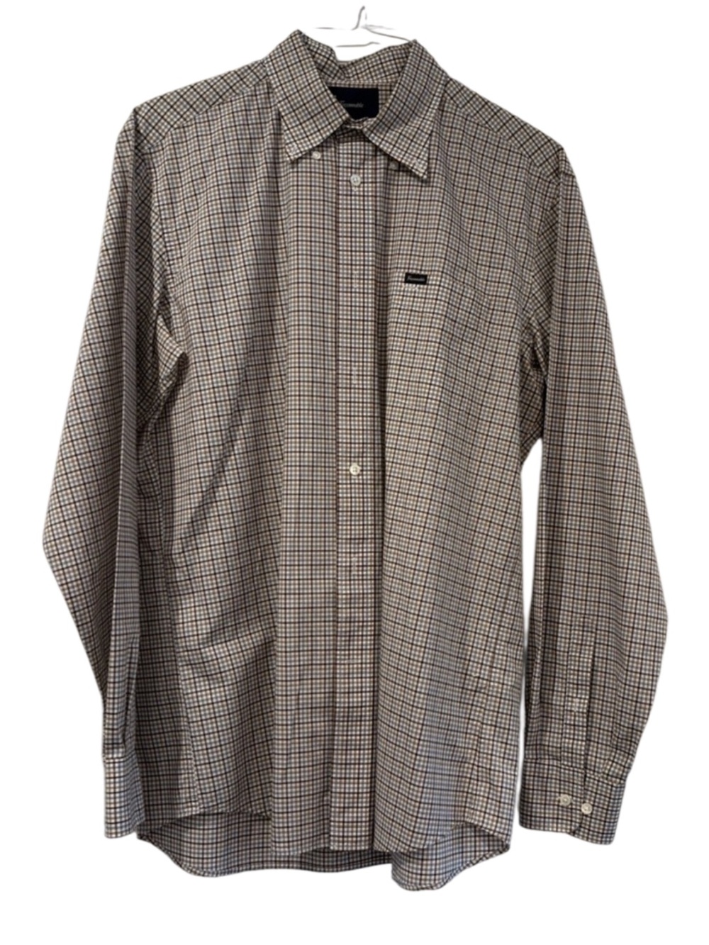 Faconnable Black and White Checkered Button Down Shirt